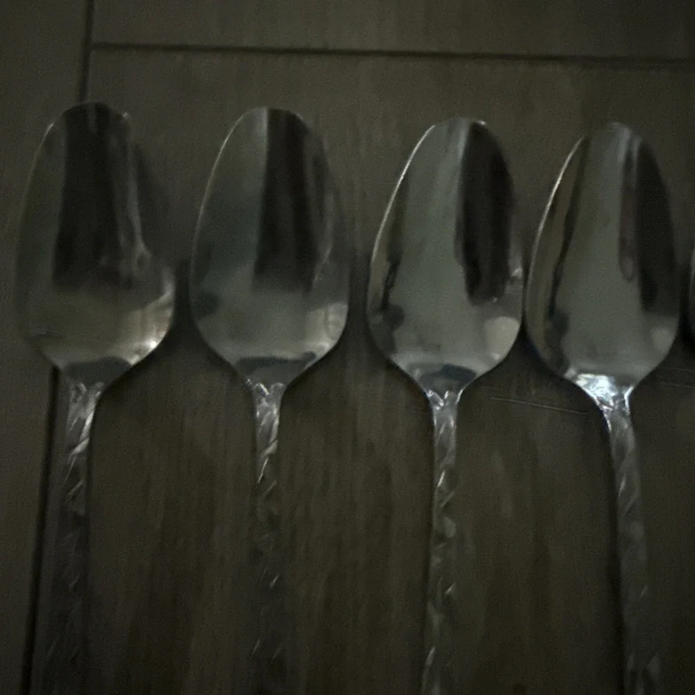 7 PCs Towle SCC Cubist Stainless Flatware Teaspoons, Aquarius Pattern, Japan MCM